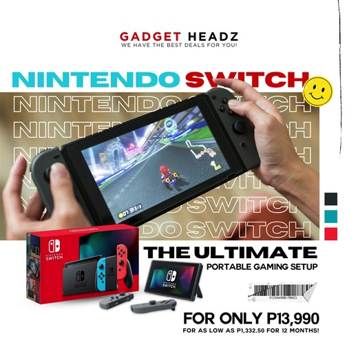 Play at home or on the go with one system with Nintendo Switch! ✔︎ 6.2” LCD touchscreen ✔︎ Three play modes: TV, tabletop, and handheld ✔︎ Local co-op, local wireless, and online multiplayer Grab the ultimate portable gaming setup for only ₱13,990! Or for as low as ₱1,332.50 for 12 months! Here at Gadget Headz, We have the BEST DEALS for you! Visit us at: 📍Shops at Atria Mandurriao Iloilo City. 🕘Everyday 9AM-7PM 📍 SM City Iloilo CyberZone 🕘 Everyday 10AM-10PM 📍 Robinson's Place Iloilo 🕘 Ev