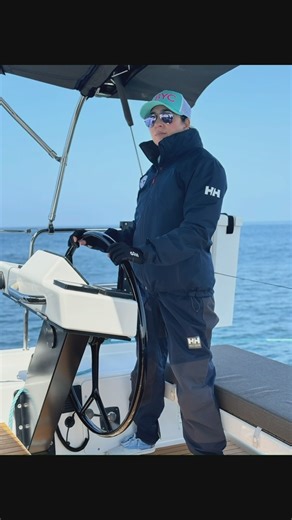Because I love great foulies just as much as a couture gown, and tying the bowline knot that gets your dinghy there = bragging rights! 💙🩵💦🩵💙 #Sailing #LAGirl #Sea #inspired #Nature #Ocean #waves #sailinglife #singer #songwriter #boater #MDR @hellyhansen #Dufour #yeah | Katrina