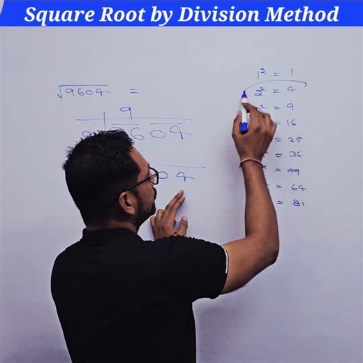Square Root by Division Method in 60 Seconds 🔥 | Find √9609 Easily