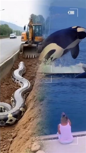 ular piton raksasa dan paus orca monster #shorts