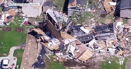 WATCH: Helicopter video shows extent of tornado damage in Portage