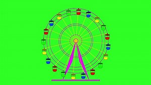 Colorful ferris wheel on a green screen background. 4k animation.