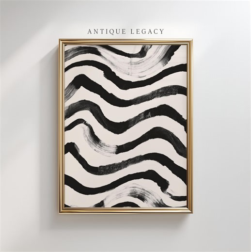 Zebra Pattern Abstract Wall Art | Black & White Organic Brush Texture Printable [Digital Download] - 748