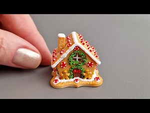 Miniature Christmas Gingerbread House/Made with polymer clay/Tutorial/DIY