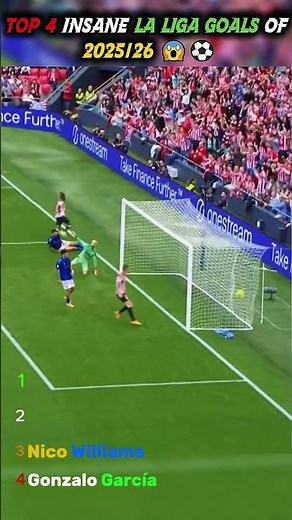 "Top 4 INSANE La Liga Goals of 2025/26 😱⚽#LaLiga #Football #Soccer #Goals #BestGoals #TopGoals