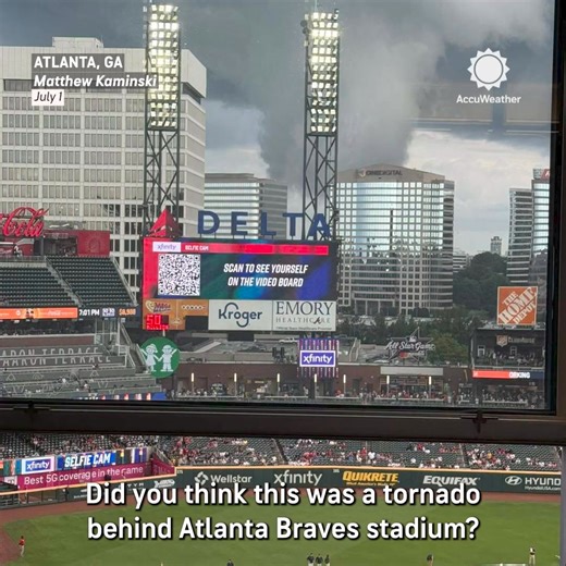 Was this a tornado in Atlanta? Nope! While this cloud spotted behind Truist Park may look intimidating, it’s actually a harmless scud cloud. | AccuWeather