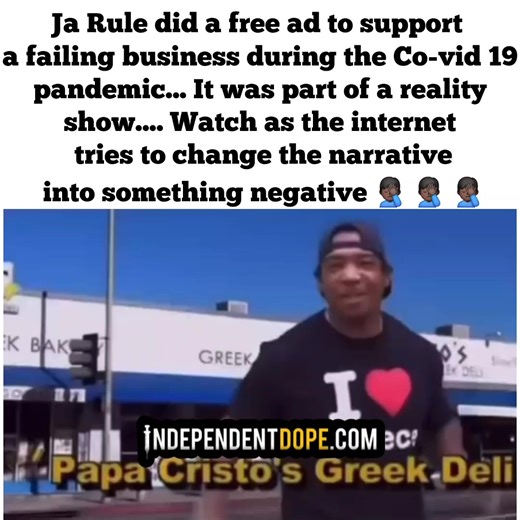 5.2K views · 49 reactions | The Ja Rule hate train is mad tired. Man did a free ad for a struggling Greek spot during COVID... On a reality show to help a REAL family business. But bias has folks clowning him anyway...... 臘‍♂️ | Independent Dope | Facebook