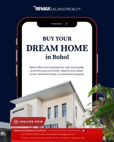 🌴 Properties in Bohol are in demand — don’t miss your chance to invest today! At RE/MAX Island Realty, we handle the details so you can buy with confidence. 🔎 Property Search & Matching 💬 Negotiation Assistance 📝 End-to-End Transaction Management 📩 Start your investment journey today: Click here: https://remaxislandrealty.com.ph/buyer ✨ Ready to make your mark in Bohol’s thriving property market? Let’s make it happen! 📞 0930-995-3027 📩 online.remaxislandrealty@gmail.com 📍 2nd Floor, Save