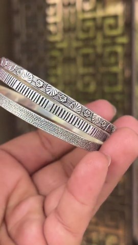 Set of 3 Sterling Silver Bangles | Textured Stackable Bracelets, Boho Everyday Jewelry - Etsy