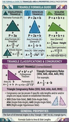 Triangles-Types and Formulae #maths #math #mathematics #class5/6/7/8/9 #icse ##cbse #exam #youtube