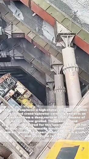 Daring Rescue: Crane Lifts Excavator from Deep Shaft in High-Stakes Operation