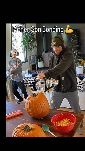 1.5M views · 62K reactions | Just some father son bonding time 藍 #viral #funny #couple #couplegoals #alaskaelevated #family #father #son #merveldt #chainsaw #pumpkin #carving #stacy #paul #grayden Best tool for carving a pumpkin | Alaska Elevated | Facebook