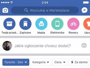 Facebook wprowadza w Polsce platformę Marketplace służącą do sprzedaż przedmiotów pomiędzy użytkownikami
