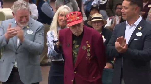 100-year-old Iwo Jima veteran honored at Disneyland in emotional ceremony