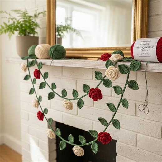 Beginner Crochet Rose Garland Pattern – Easy Floral Vine (PDF Pattern) - Etsy