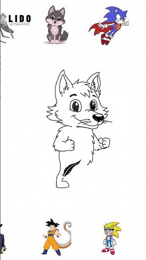 Cartoon Wolf with Walking Stick – Forest Adventure Drawing #lidoartworks