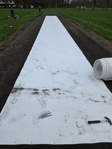 New pitch install in Antwerp, been a long day on this one....great to see Cricket growing in #Belgium #cricket #Antwerp