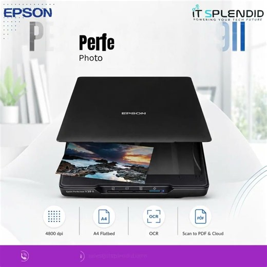 Epson Perfection V39II Scanner | 4800 DPI Flatbed Scanner | USB Powered | Photo & Document Scanning