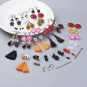 DIY Halloween Earring Kit: Skull, Pumpkin & Flower Jewelry Making - Etsy
