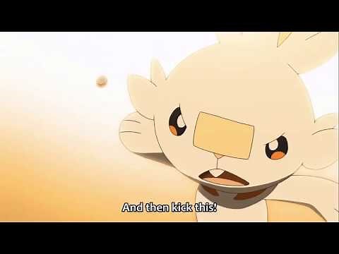 Scorbunny evolves into Raboot! pokemon anime