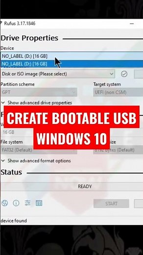 CREATE BOOTABLE WINDOWS 10 USB