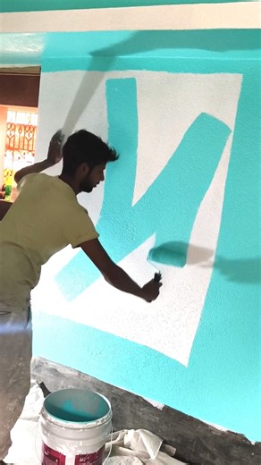 bedroom wall painting apply deep blue colour #shorts #painting #bedroom #wallpainting