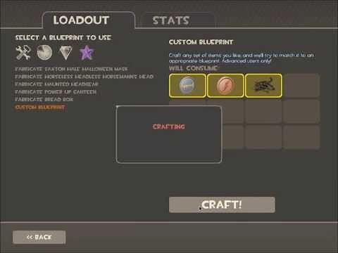 Team Fortress 2 Crafting Failed: No Matching Blueprint.