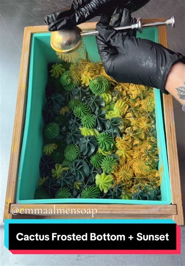 Piped Frosting Cactus on Sunset Landscape Soap