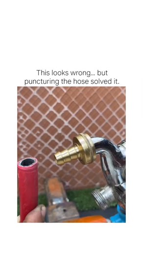 Meme Hub on Instagram: "The X post shares a viral DIY hack for repairing a loose garden hose connection to an outdoor tap, where puncturing a small hole in the hose end with a screwdriver allows it to compress tightly onto the barbed fitting before securing with twisted wire, creating an immediate seal without tools or cost. Posted by @shophyia , who focuses on simple life tips, the video garnered over 1.5 million views and 989 likes within two days, drawing enthusiastic replies from Indonesian