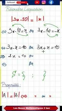 Résoudre |3x-10| = |x| en 4 étapes ! 📐 | Propriété des valeurs absolues #maths#shorts #education