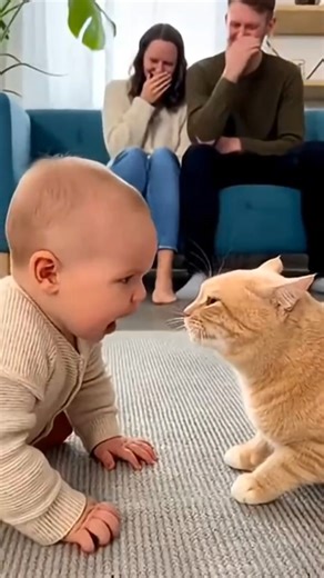 Cutest Fight Ever: Baby vs Cat! 💕 #baby #cat #short #cats | Baby & Cats