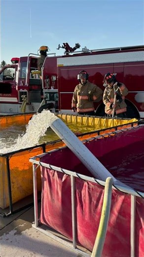 A training exercise on drafting water from a portable water source. #firefighters #firetraining