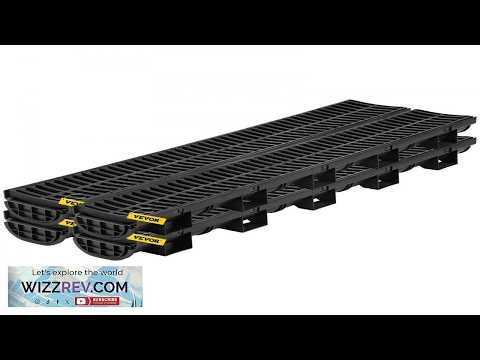 VEVOR Trench Drain System Channel Drain with Plastic Grate 5.7x3.1 Inch HDPE Drainage
