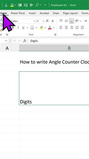 Write Angle Counter-Clockwise in Excel Cell 🔄 | Excel Trick