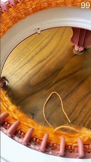 Circular Knitting Machine Looping Orange Yarn Tubular Fabric Forming #shorts