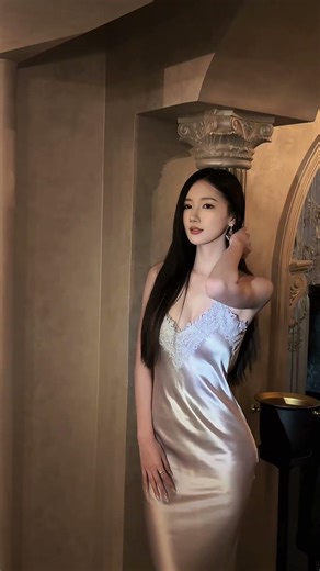 Cream Silk satin slip dress