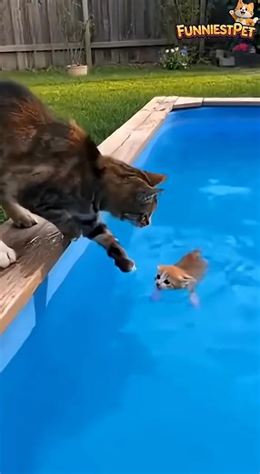 Brave German Shepherd Jumps Into Pool to Save Drowning Kitten #dogs #rescue #animals | Home For Paws
