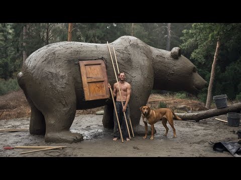 Man Builds a BEAR-Shaped Survival Shelter Deep in the Forest | Incredible Solo Bushcraft Skills