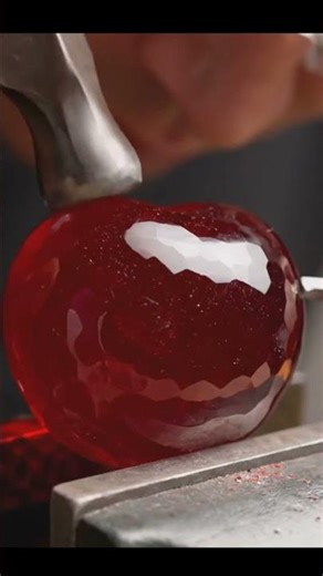 Crushing glass apple with hammer ASMR #satisfying #breaking