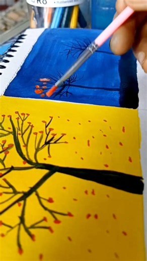 Seasons Tree Painting 🌳 Easy Nature Scenery Drawing for Beginners | Acrylic Art Tutorial