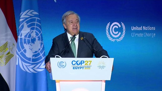 古特雷斯《联合国气候变化框架公约》第二十七次缔约方大会（COP27）领导人峰会开幕式致辞_高清1080P在线观看平台_腾讯视频