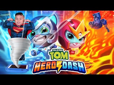 Talking Tom Hero Dash Gameplay In Real Life | Pretend Play | Kaven App Reviews