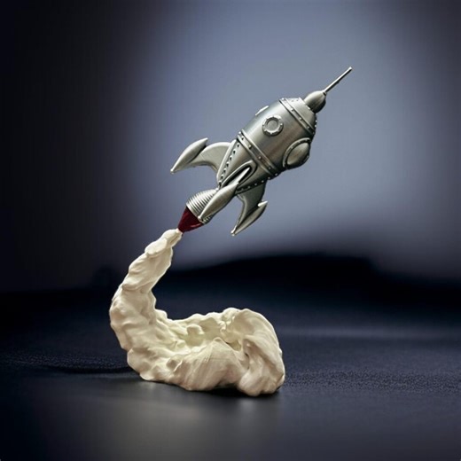 Retro Rocket Figurine – Vintage Space Model Display, 2-piece Sci-fi Collector Decor - Etsy