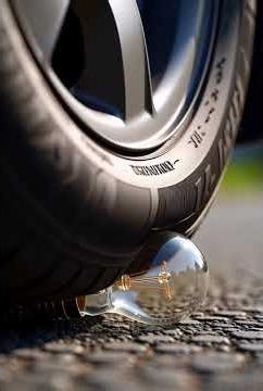 Car Tyre Crushes Light Bulb ASMR | Satisfying Glass Shatter #Shorts