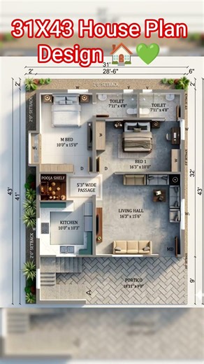 31X45 House Plan | Compact Small House Design | Perfect Family Home #home