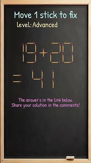 Matchstick Brain Teaser: Move One Stick to Fix #404ep4