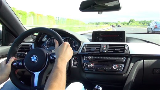 Onboard BMW 435i full throttle drive on public road