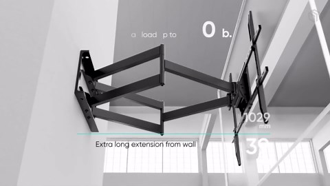 ONKRON Full Motion TV Wall Mount for 42-110 Inch TVs up to 220 lbs, Heavy Duty TV Mount with Swivel Tilt Rotation, Long Reach Extension Arm, max VESA 800x600, Television Bracket, 8"/16" Studs Black