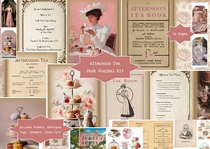 Afternoon Tea Vintage Junk Journal, Scrapbook Kit | Printable Ephemera, Tea Party, Tea Bag Envelopes, Victorian Ladies, Pink Shabby Chic - Etsy UK