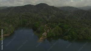 Panoramic view of the Chagres River, Travel in Embera indigenous tribe, ecological reserve of Green Forest and tour of indigenous population